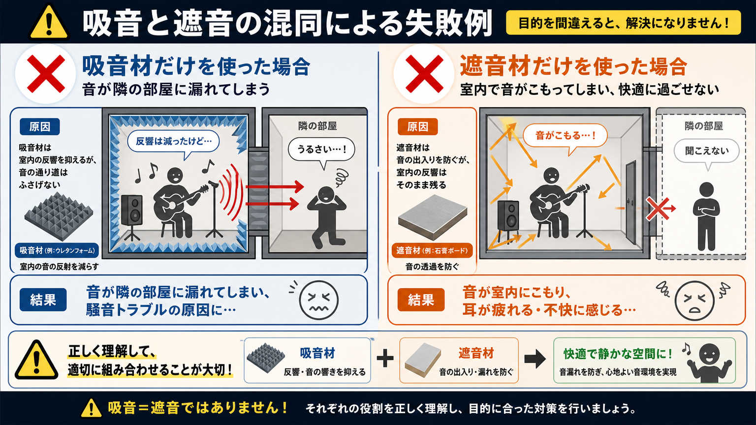 吸音と遮音を混同してはいけない理由